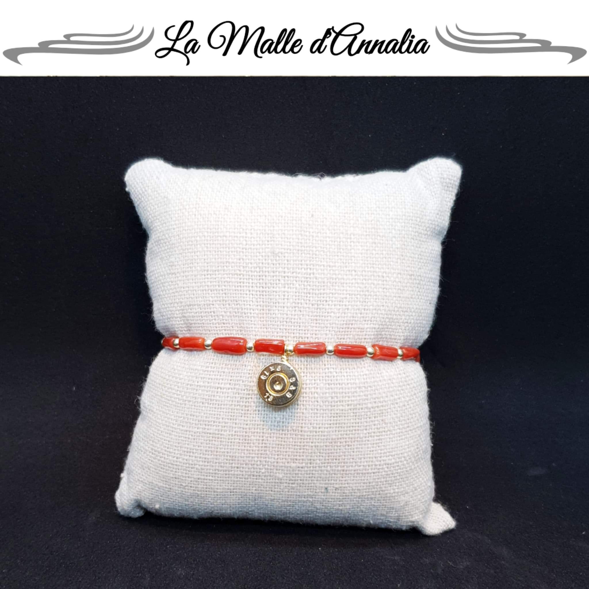 CALVI: Bracelet corail douille dorée à l'or fin une exclusivité