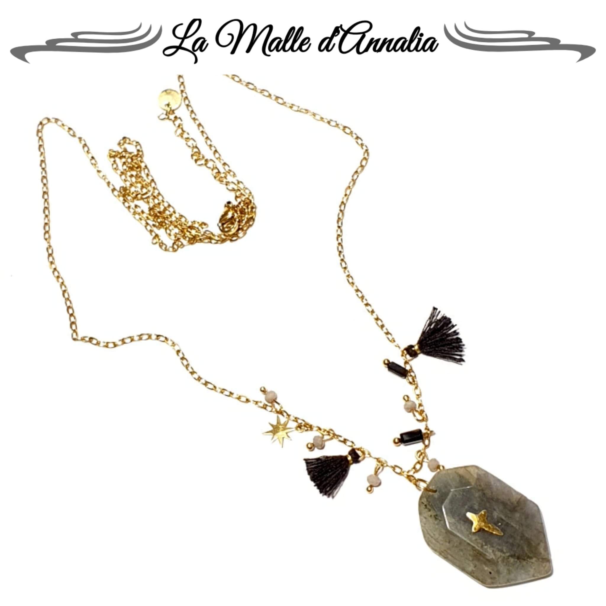 Collier Sautoir Croix et Pompon acier chirurgical 316L