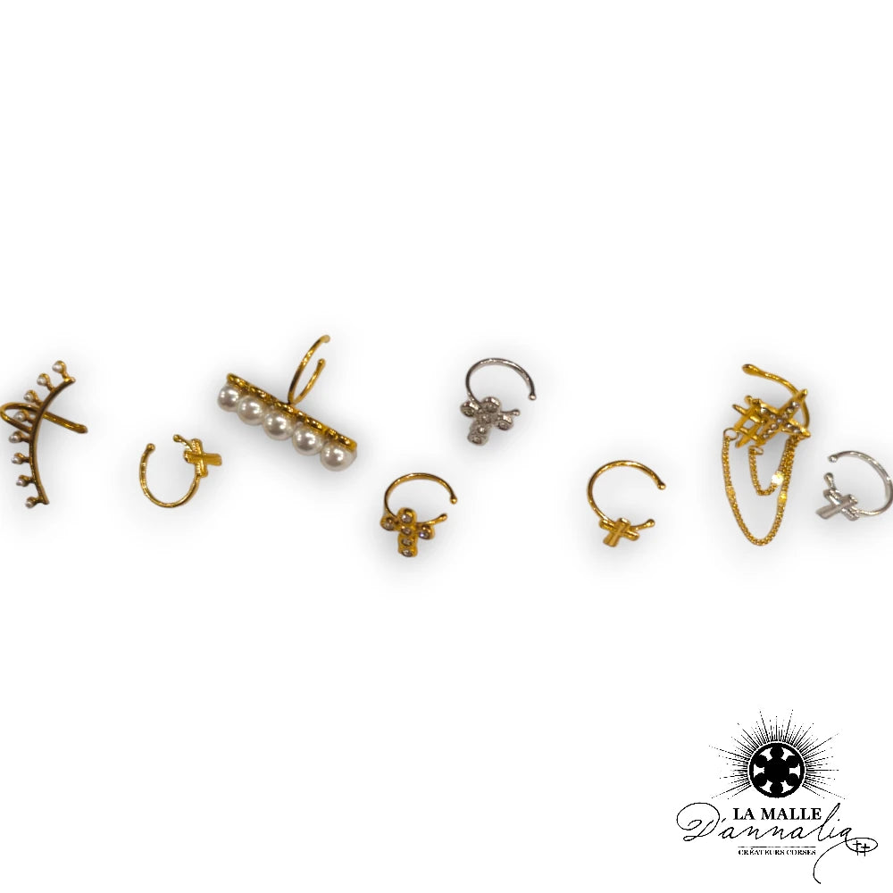 Collection bagues d'oreille sans trou en acier inoxydable