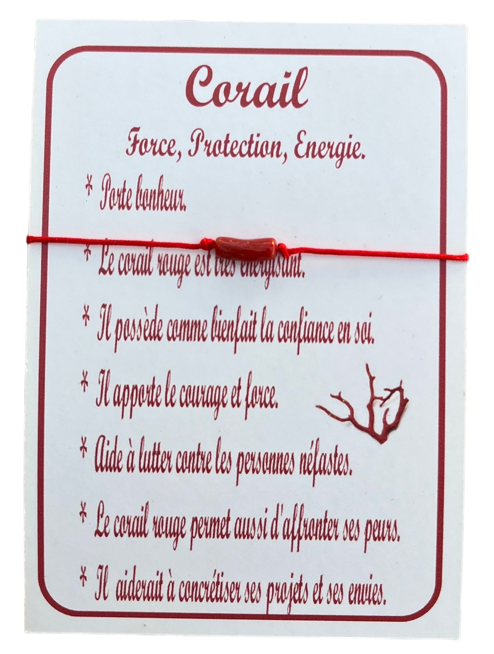 Bracelet Fil Rouge et Tube de Corail Rouge - Création Corse