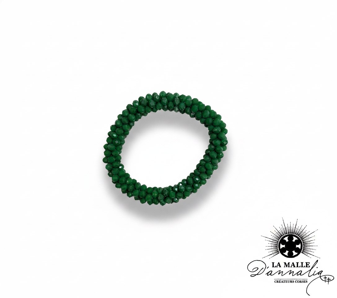 Bracelet torsadé en perles vert foncé lamalledannalia