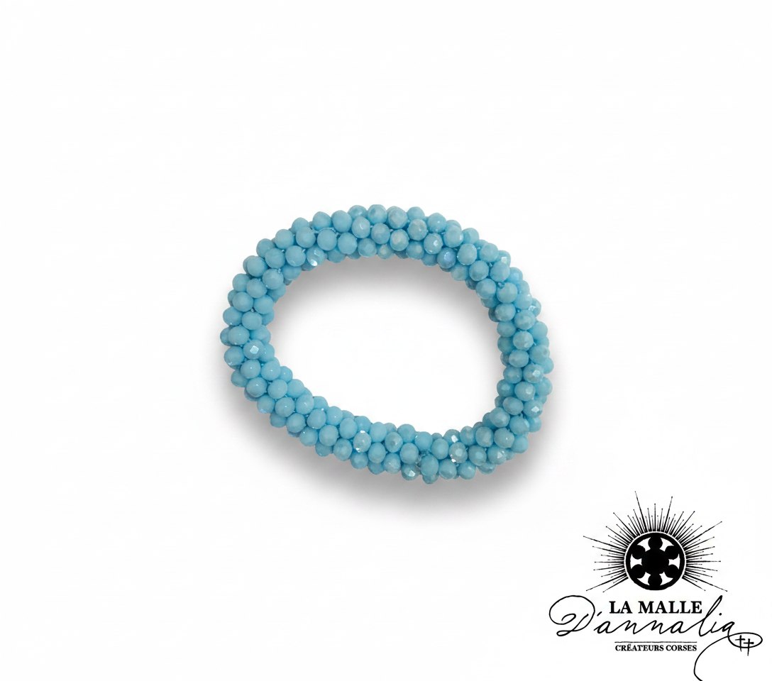 Bracelet élastique en perles bleu ciel lamalledannalia
