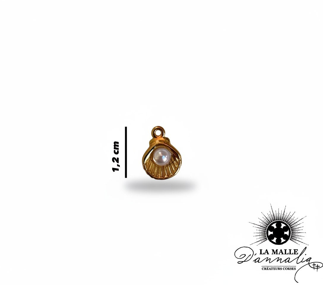 pendentif coquillage doré avec perle, 1,2 cm lamalledannalia