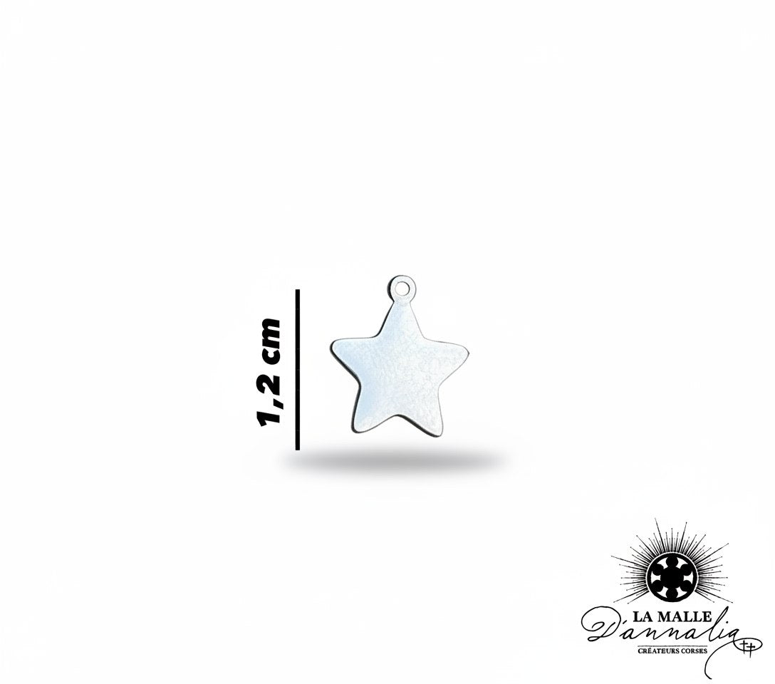 Charms étoile en métal argenté de 1,2 cm avec anneau d'attache lamalledannalia