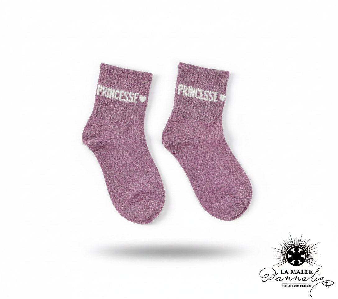 Chaussettes Enfant Pailletées "PRINCESSE" violet