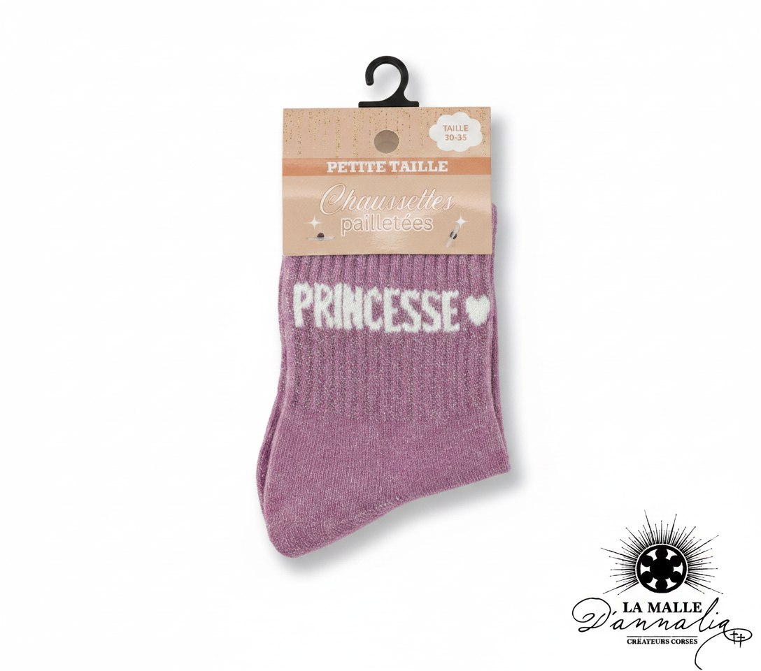 Chaussettes Enfant Pailletées PRINCESSE Violettes Lurex