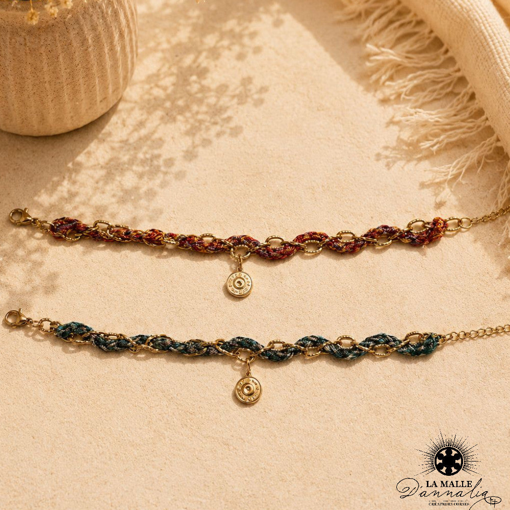 Bracelet Douille Maille Entrelacée Fil — Bijou Artisanal Corse