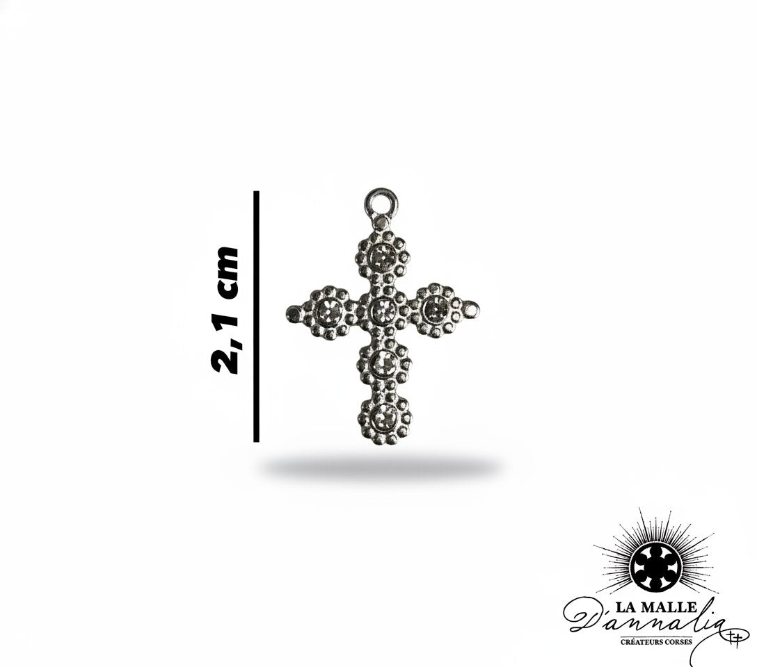 charm croix argentée 2,1cm acier inoxydable bijou personnalisé foi La Malle d'Annalia Bastia