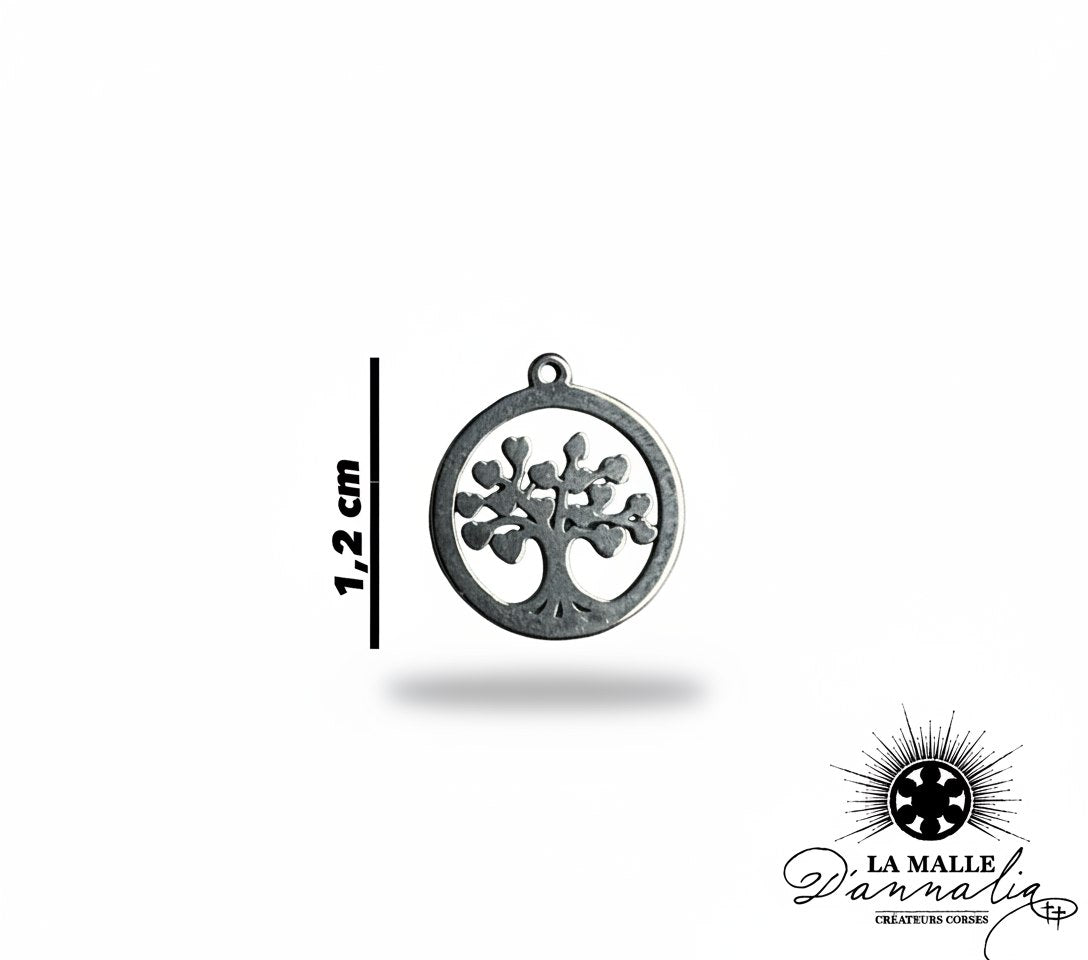 Pendentif arbre de vie argenté avec cœurs 1,2 cm lamalledannalia