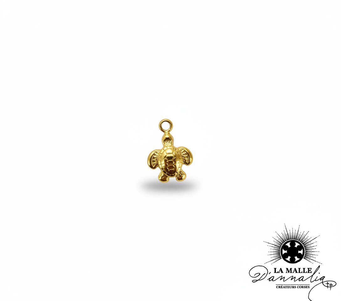 Breloque tortue dorée pour création de bijoux, lamalledannalia