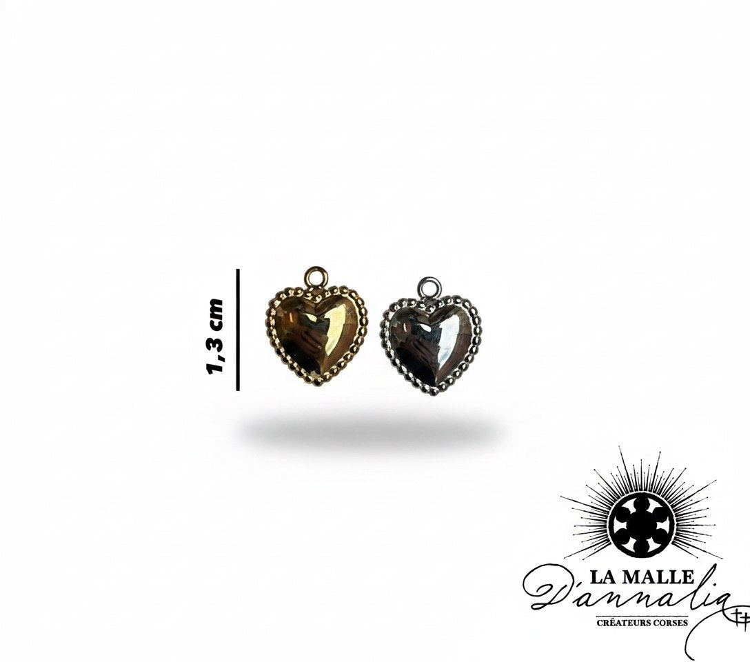 pendentif cœur or argent bord perlé 1,3cm charm bijou personnalisé La Malle d'Annalia