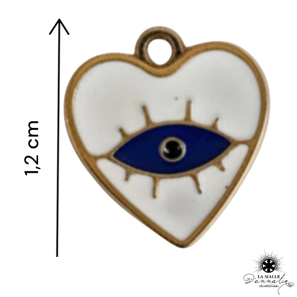 Breloque Cœur Œil Bleu — Charm Double Symbole 1,2 cm