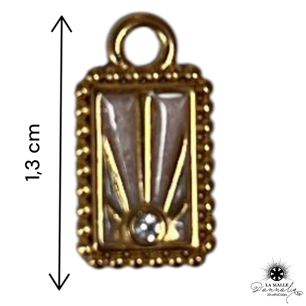 Breloque Œil Rectangle Doré — Charm Solaire Talisman 1,3 cm