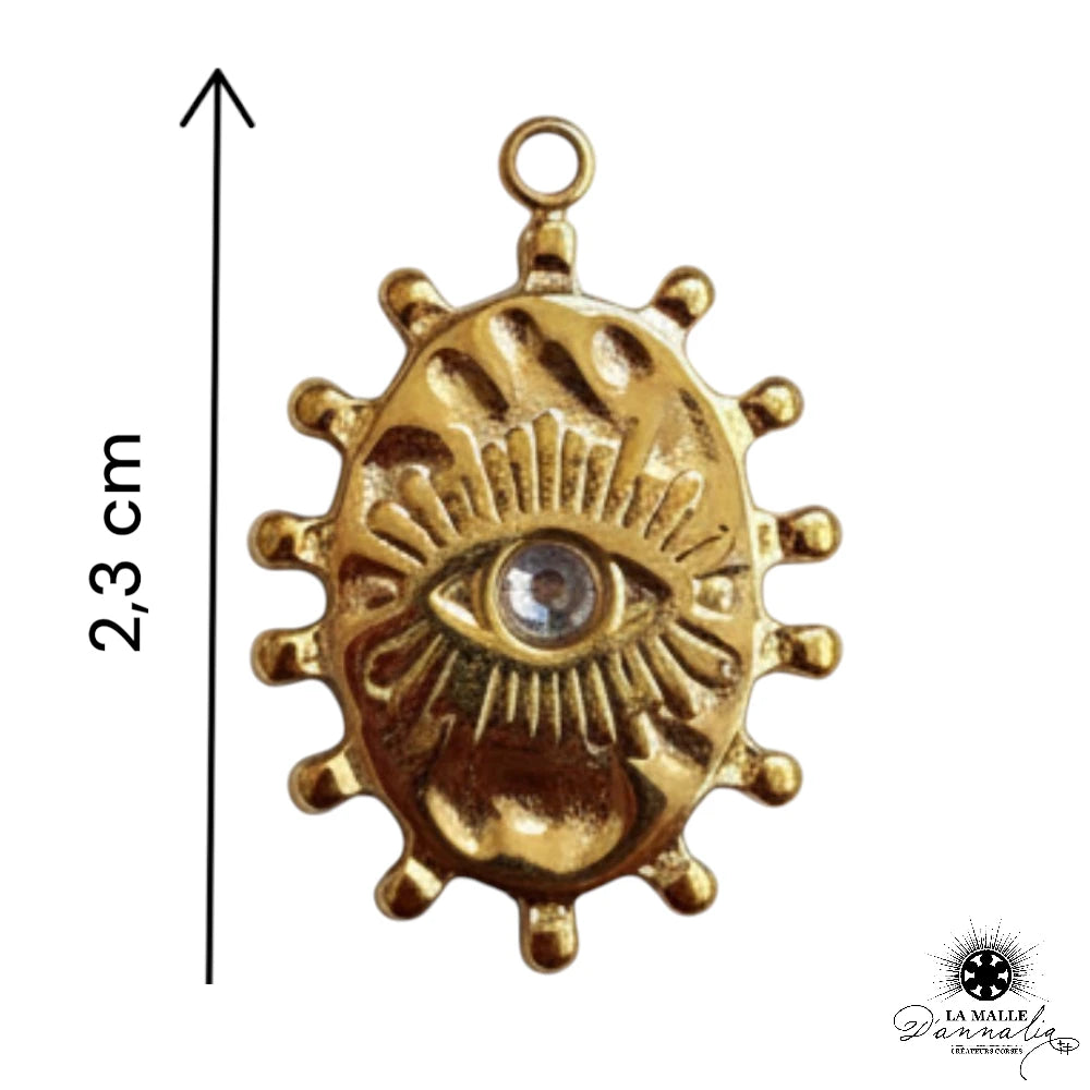 Breloque Solaire Œil Doré — Charm Talisman Rayonnant 2,3 cm