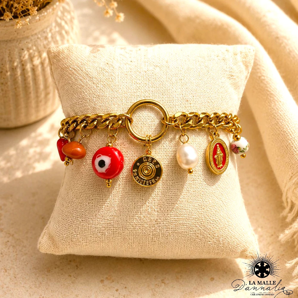 Bracelet Douille & Œil Protection — Charm Talisman Corse 4 Coloris
