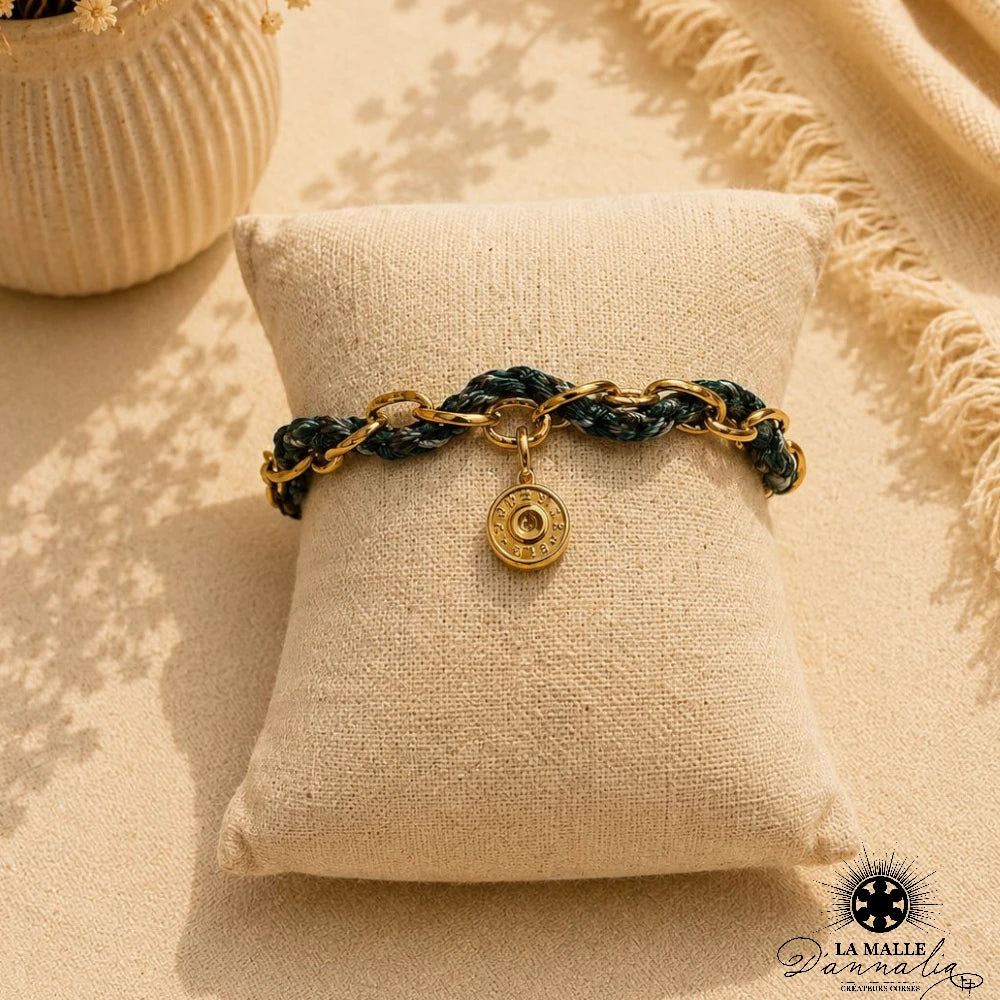 Bracelet Douille Maille Entrelacée Fil — Bijou Artisanal Corse