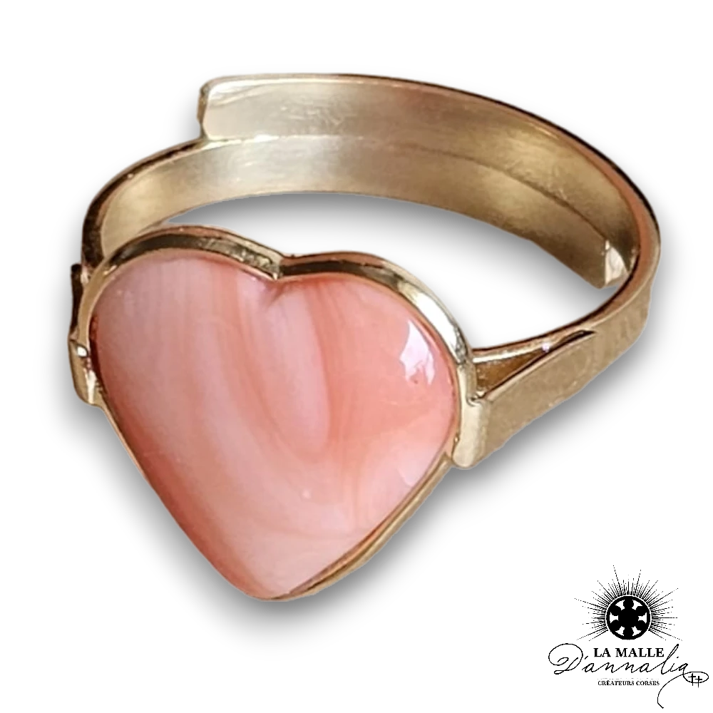 bague corail rose coeur lamalledannalia