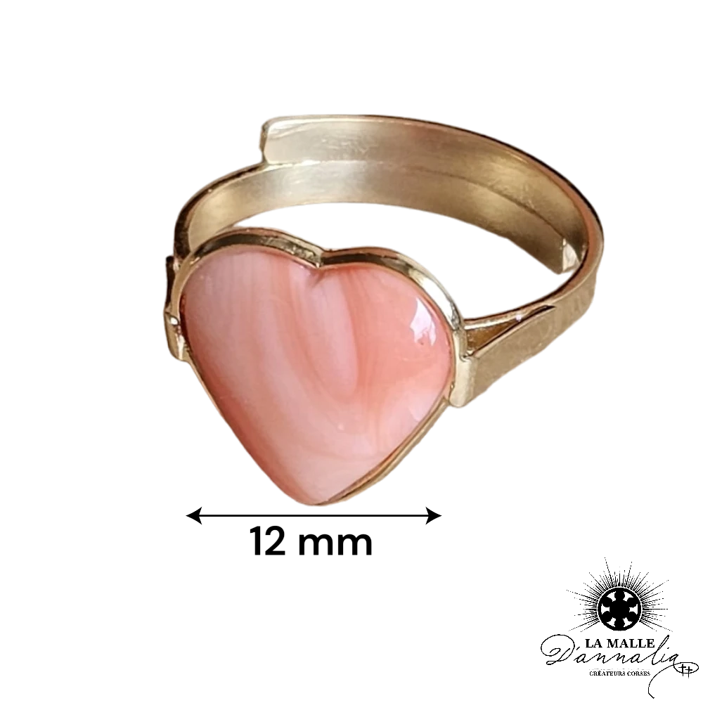 bague corail rose coeur lamalledannalia