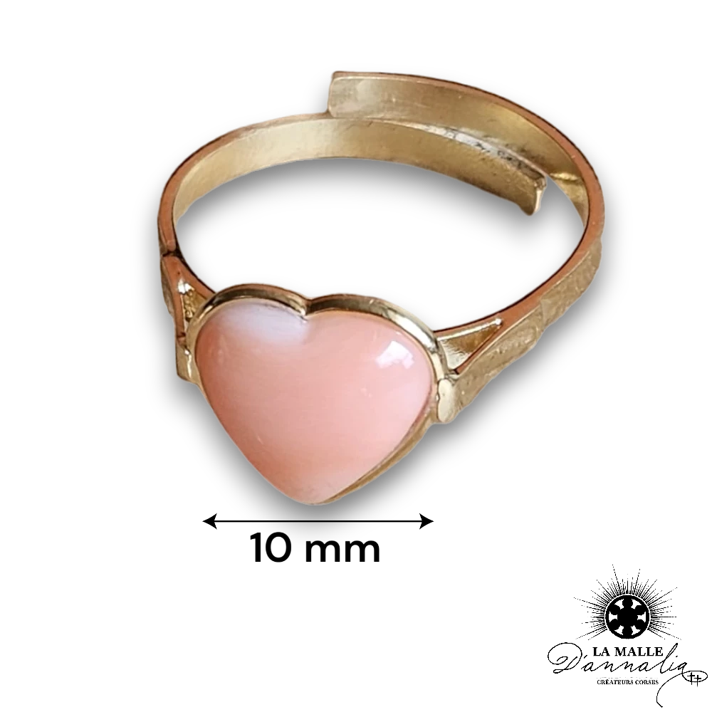 bague corail rose coeur lamalledannalia