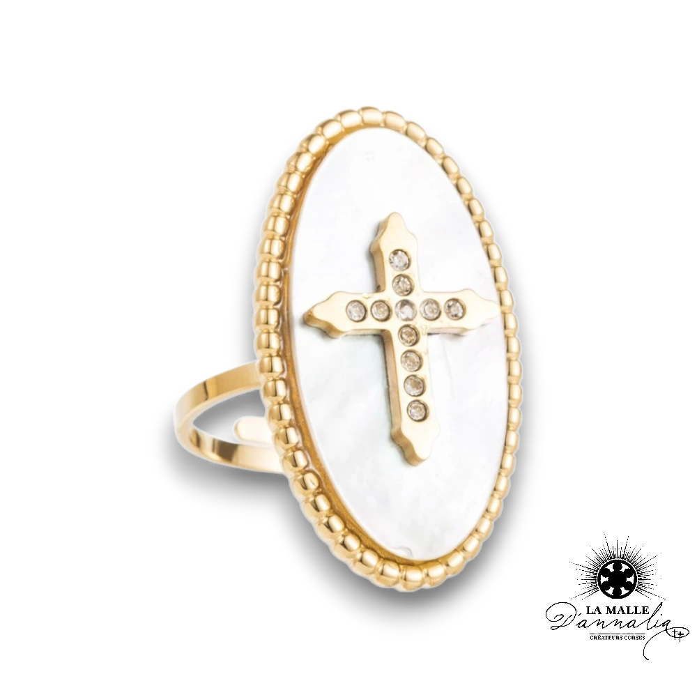 bijou 2024 bague blanc croix acier inoxidable lamalledannalia