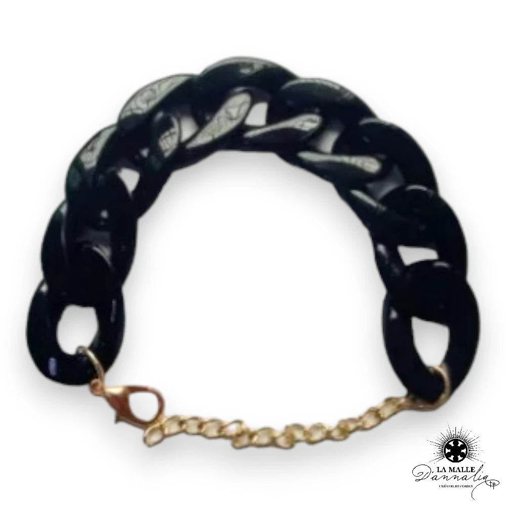 bracelet grosse maille raisine noir lamalledannalia