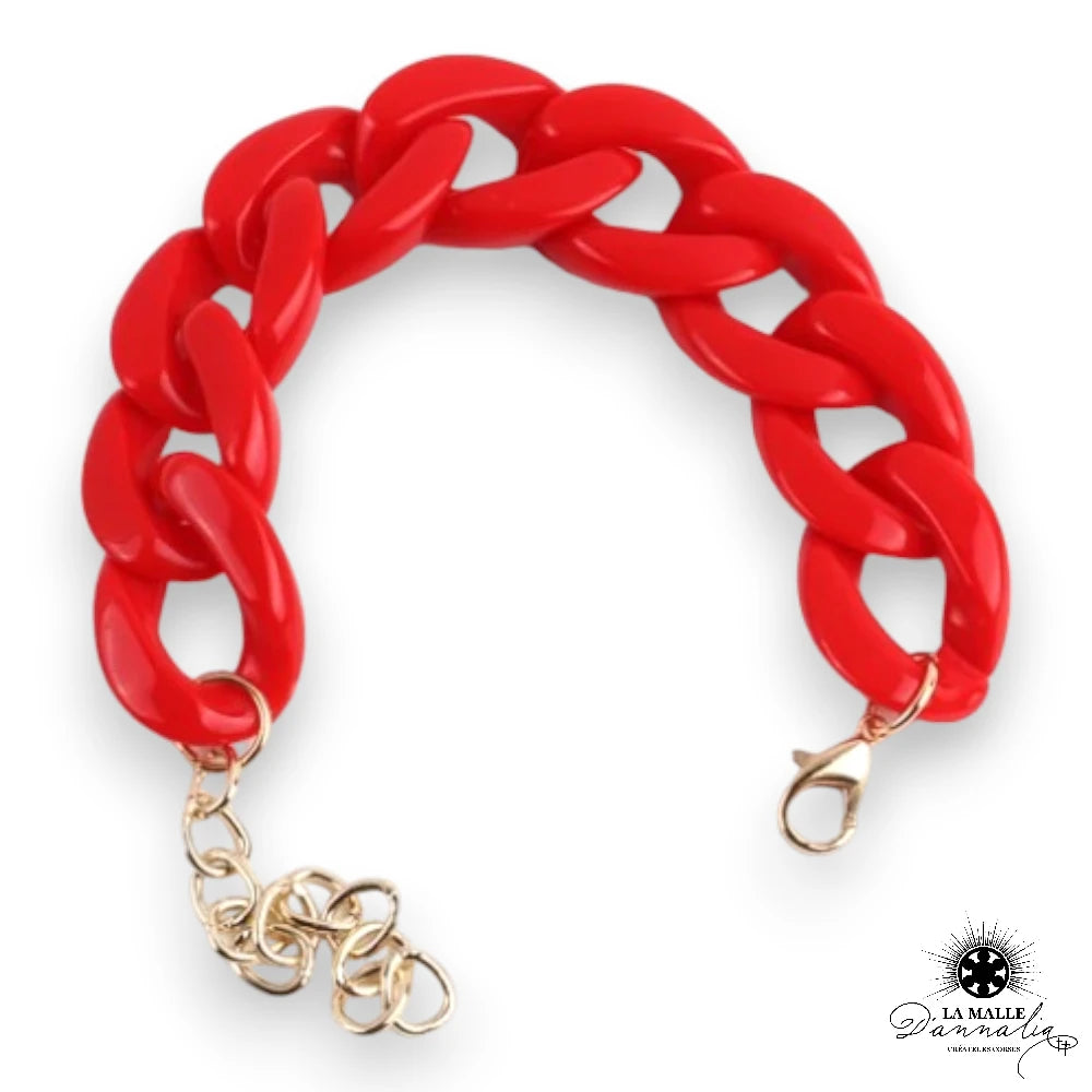 bracelet grosse maille raisine rouge lamalledannalia