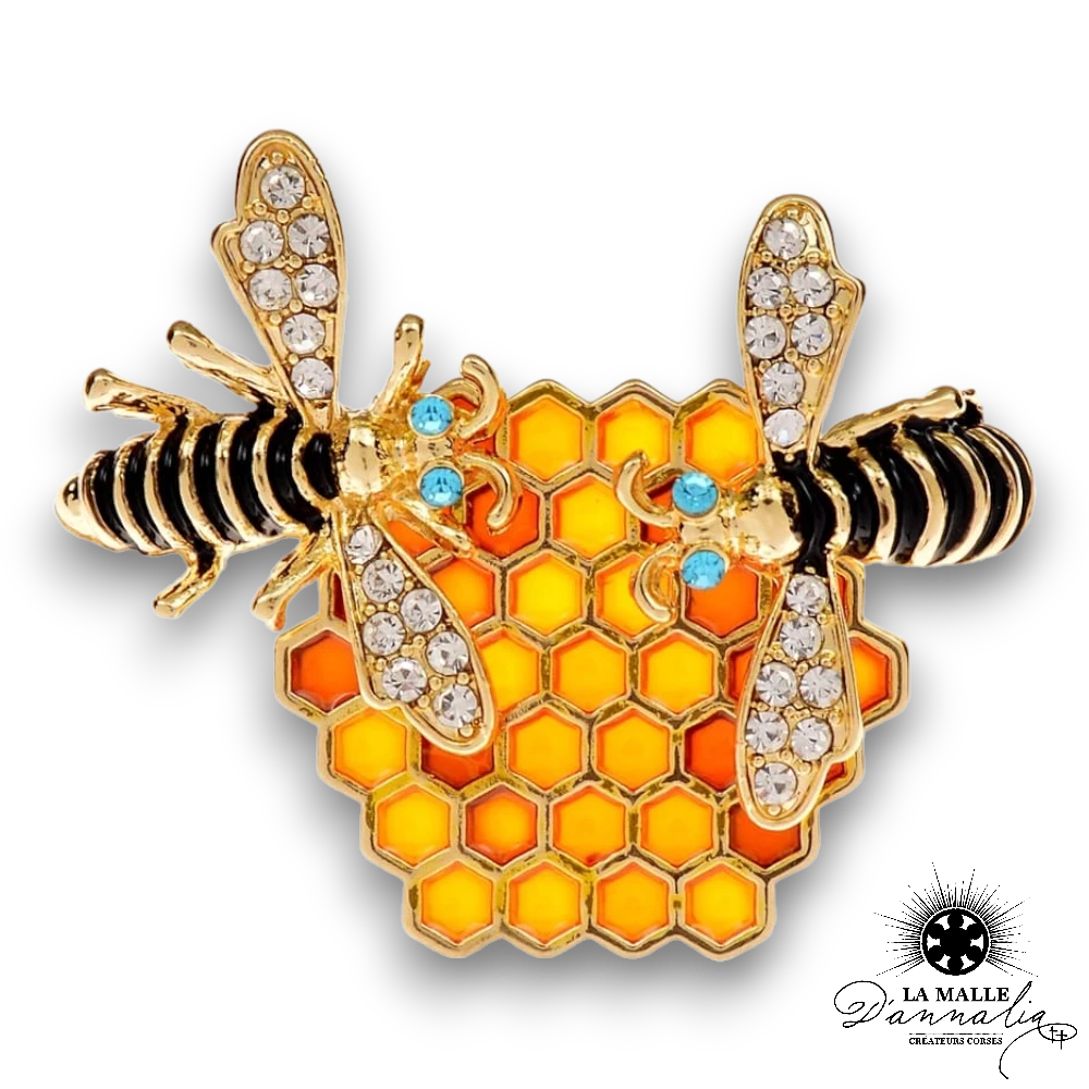 bijou broche  abeille miel lamalledannalia