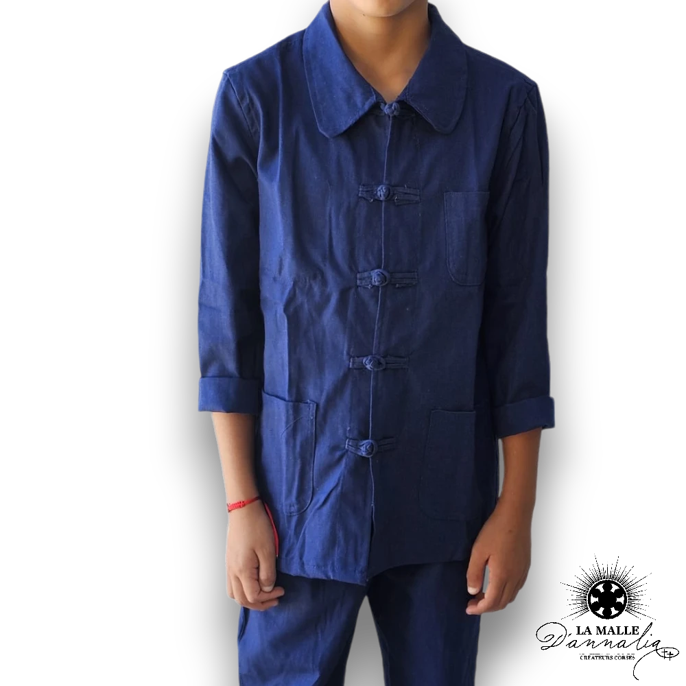 bleu de chine enfant veste pantalon lamalledannalia