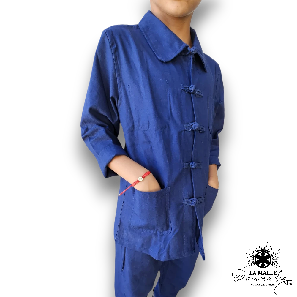 bleu de chine enfant veste pantalon lamalledannalia