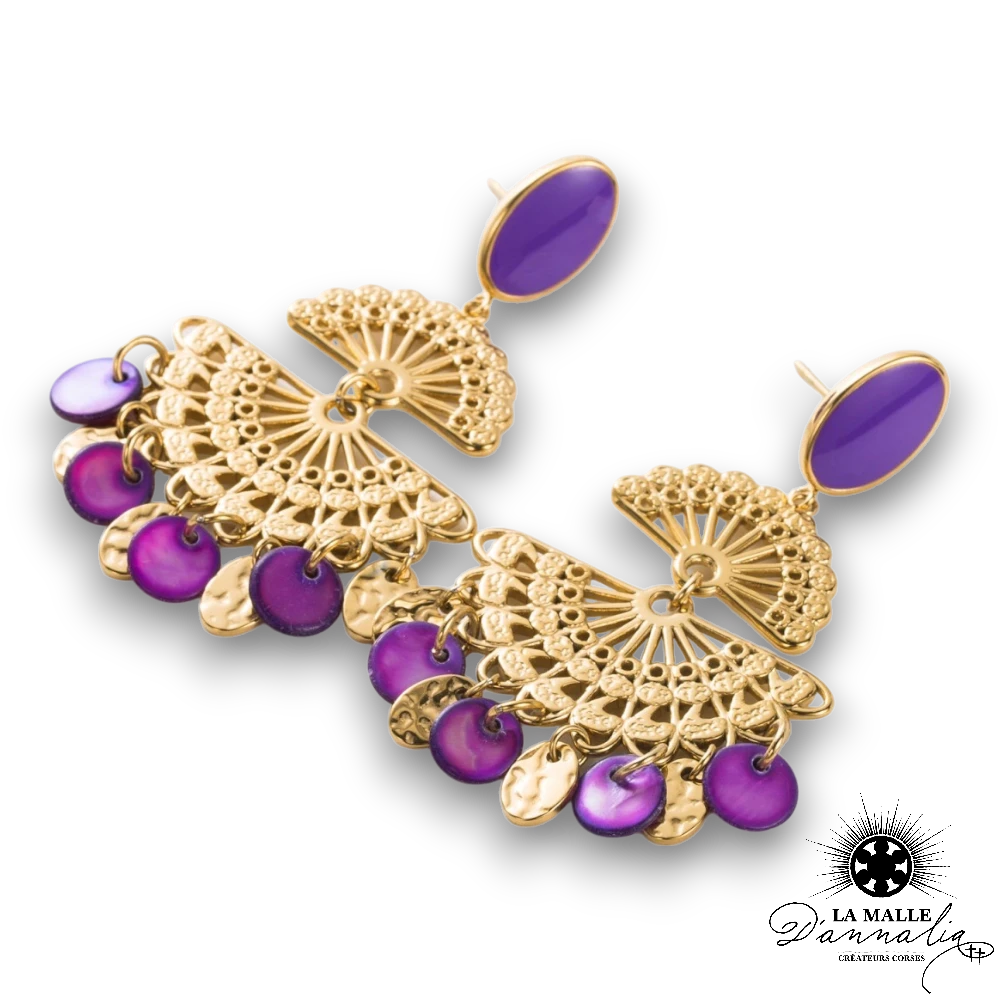 boucle d'oreille violette lamalledannalia