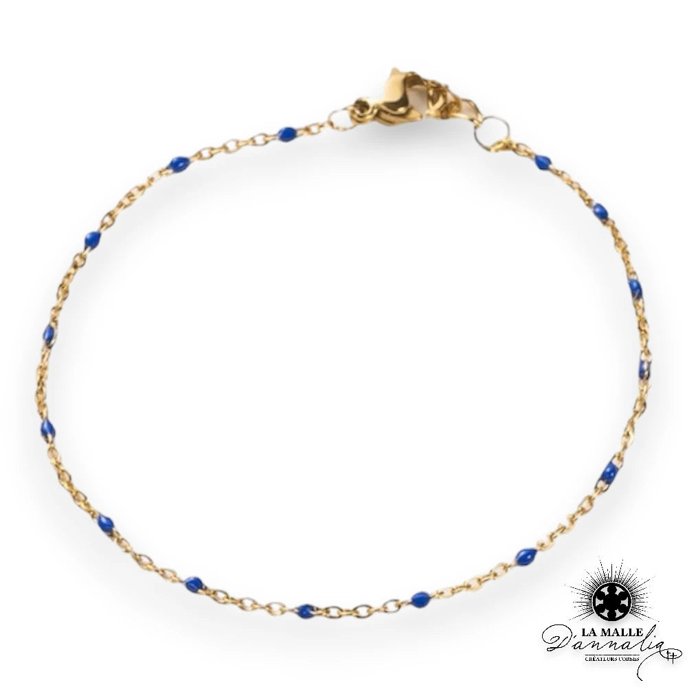 bracelet acier inoxydable raisine fin bleu lamalledannalia