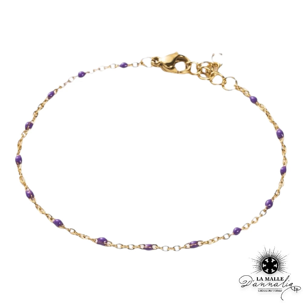 bracelet acier inoxydable raisine fin violet lamalledannalia