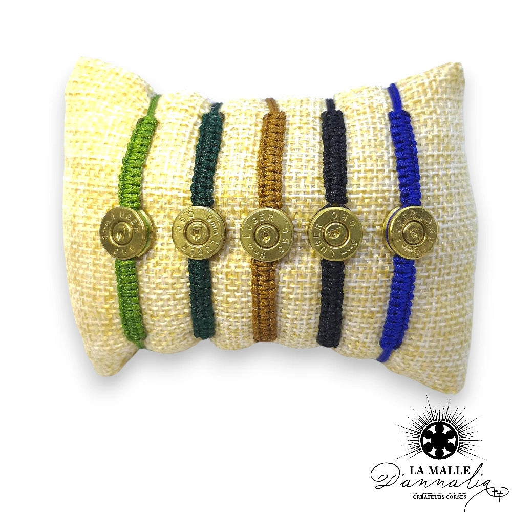 Bracelet Corde Douille Recyclée Laiton Tressage Fin — Cadeau Artisanal Corse