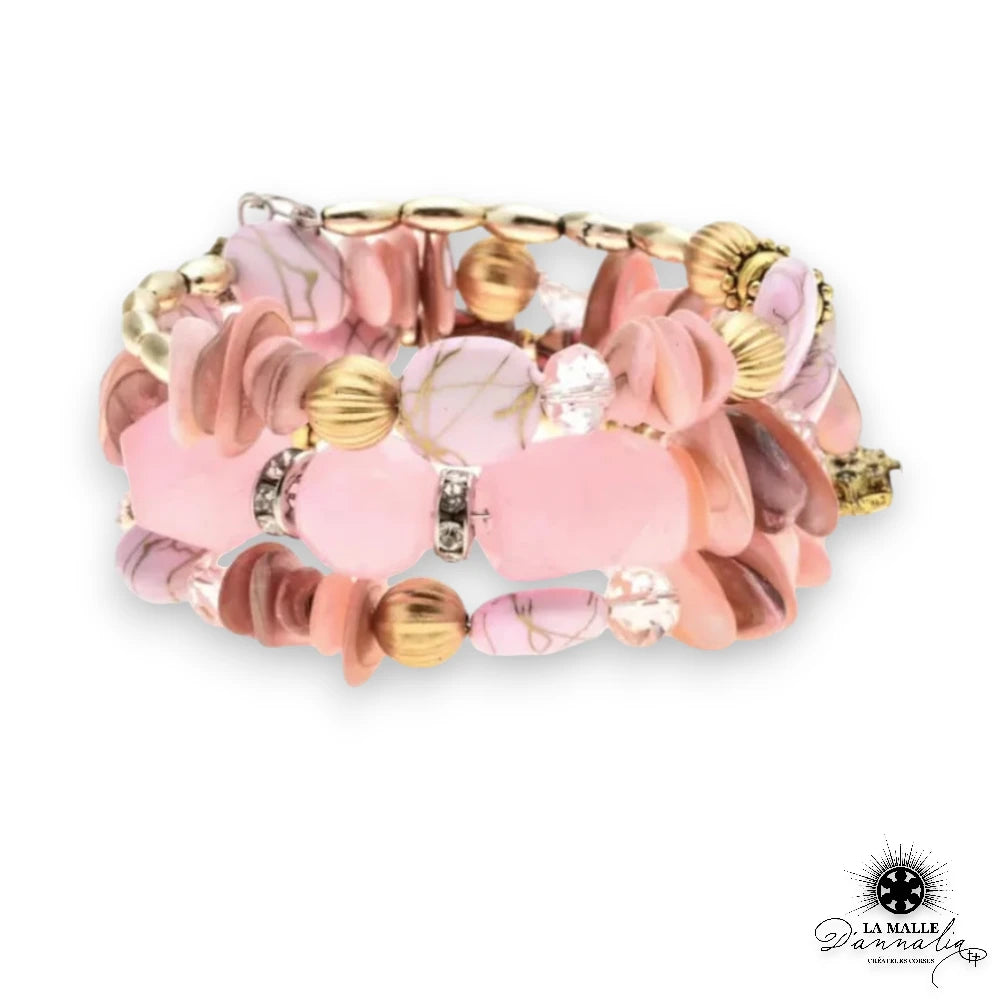 bracelet boheme cristal rose lamalledannalia