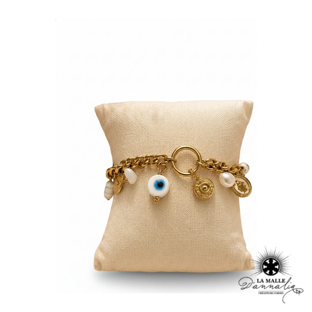 Bracelet Douille & Œil Protection — Charm Talisman Corse 4 Coloris