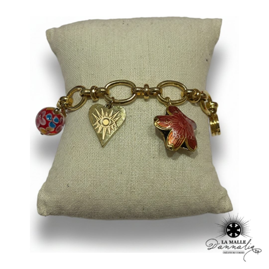 Bracelet Douille Rose Ex Voto — Bijou Symbolique Fait Main Corse