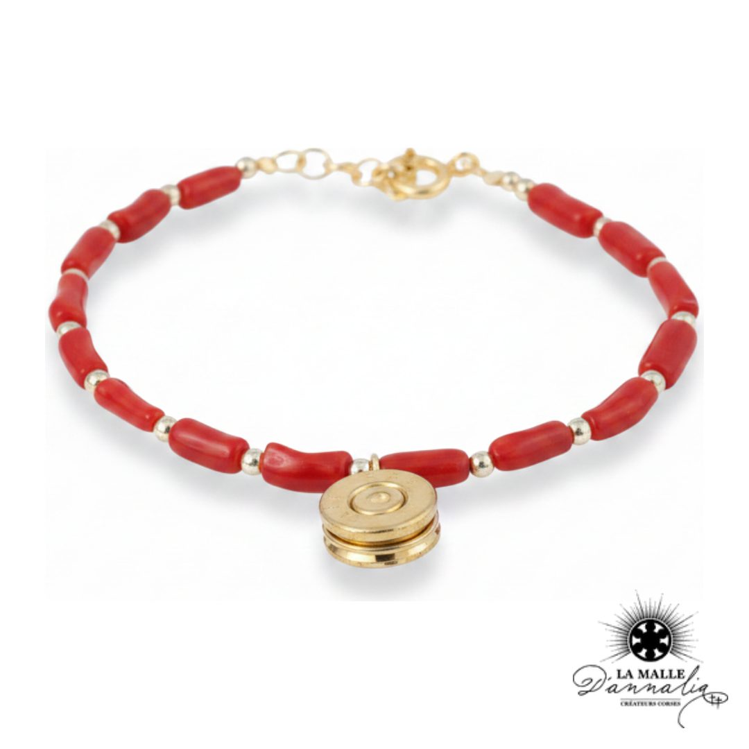 CALVI — Bracelet Corail & Douille Dorée Or Fin | La Malle d'Annalia