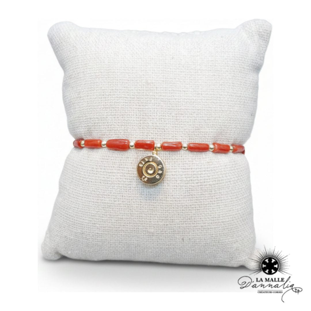CALVI — Bracelet Corail & Douille Dorée Or Fin | La Malle d'Annalia