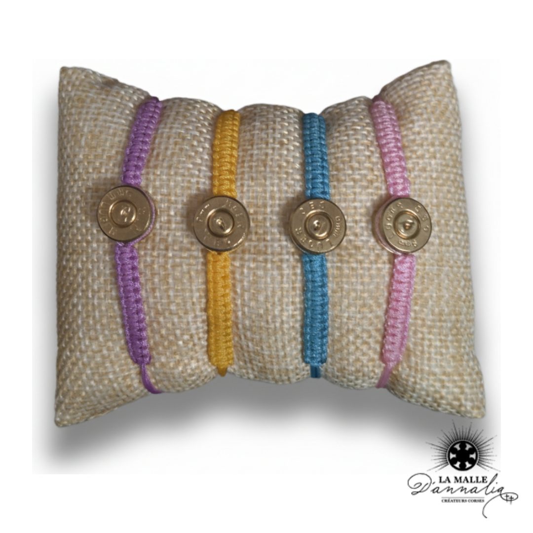 Bracelet Corde Douille Recyclée Laiton Tressage Fin — Cadeau Artisanal Corse