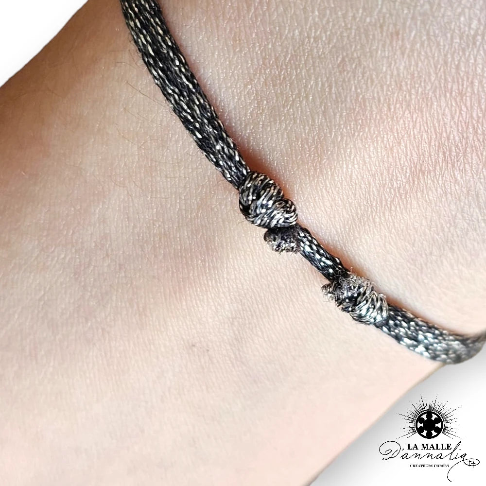 Bracelet corse 45 Auto - Plaqué or ou argent - Cordon lurex pailleté Creation corse