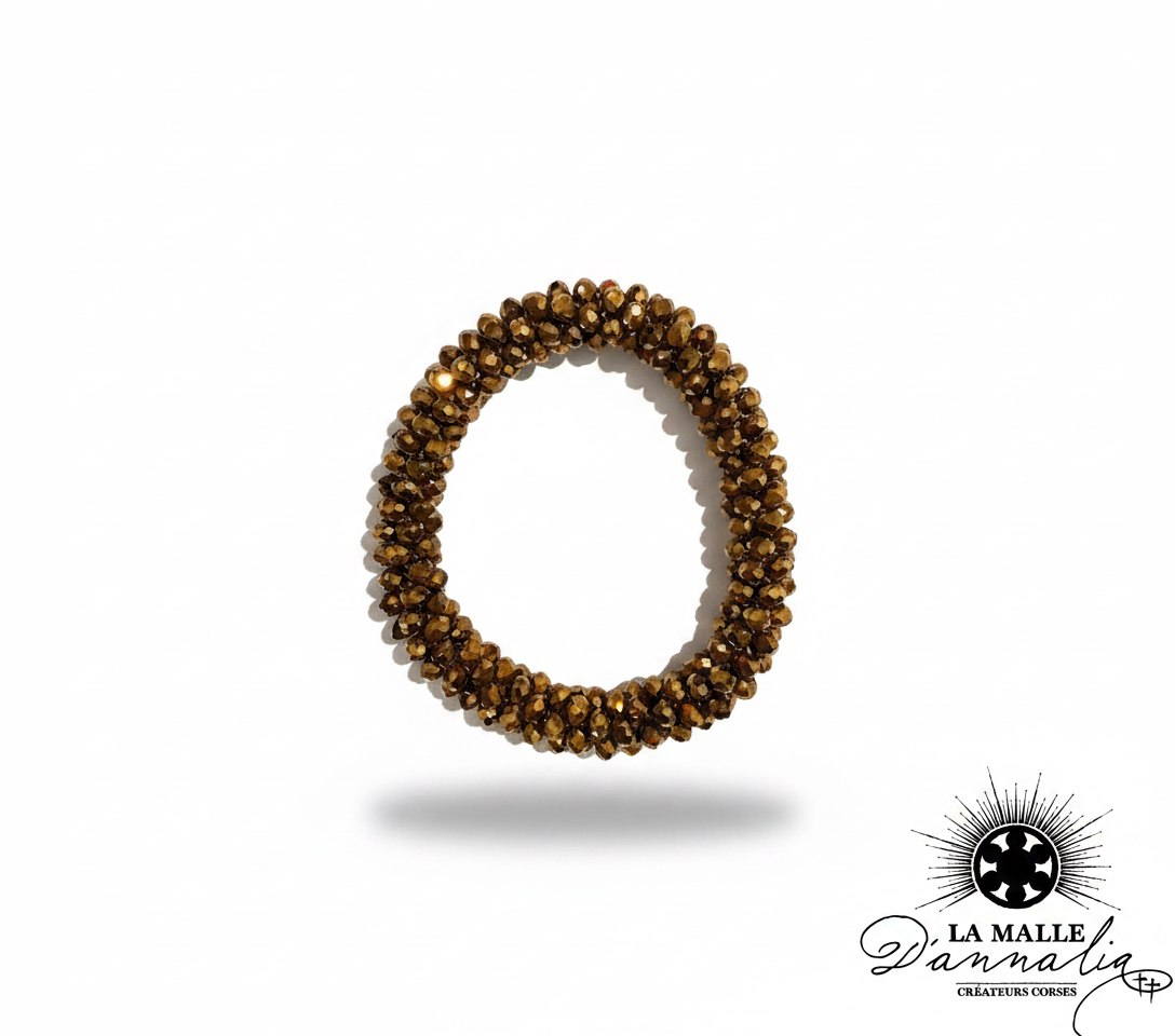 Bracelet en perles cuivré brillante facettées style cristal,lamalledannalia