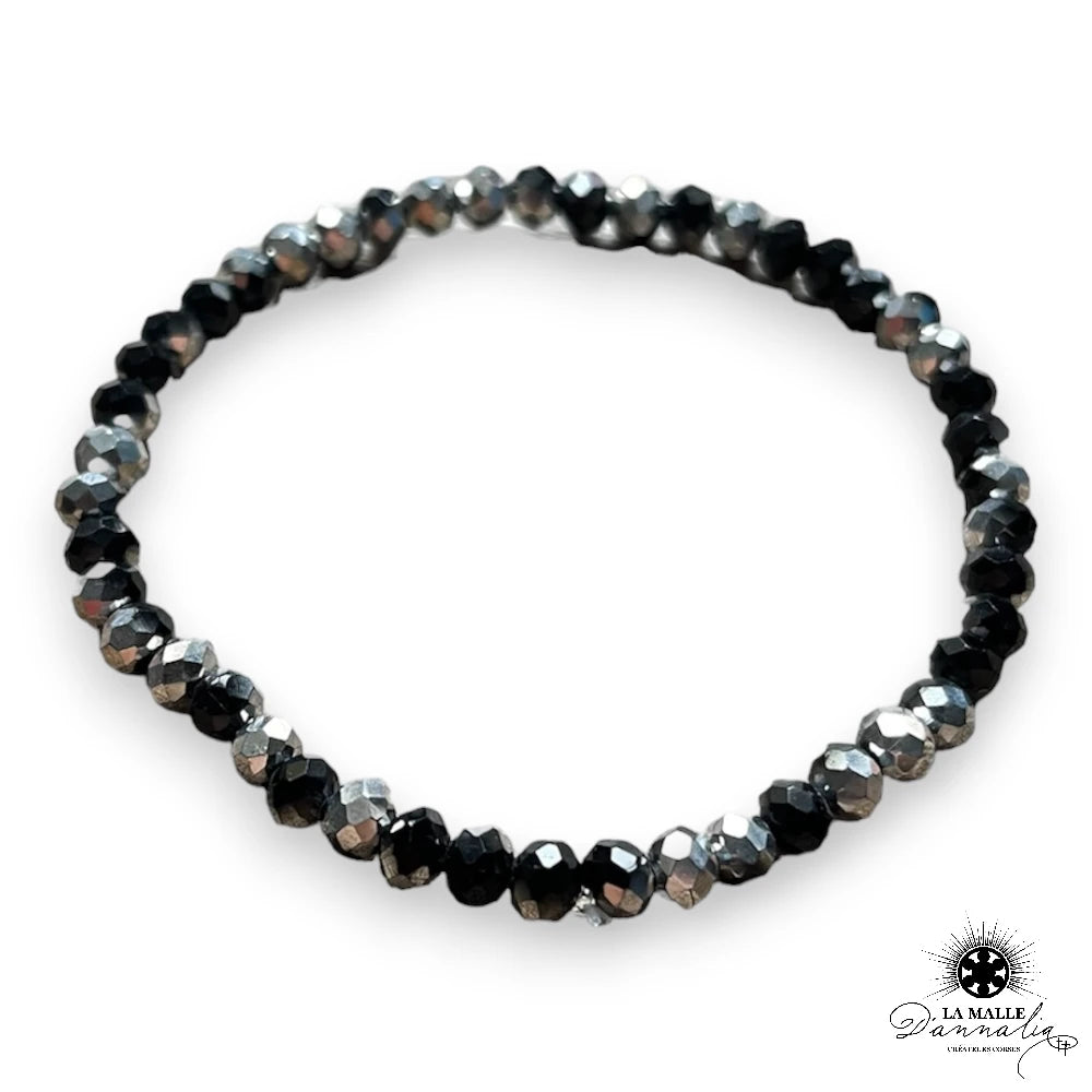 bracelet perle crystal gris noir lamalledannalia