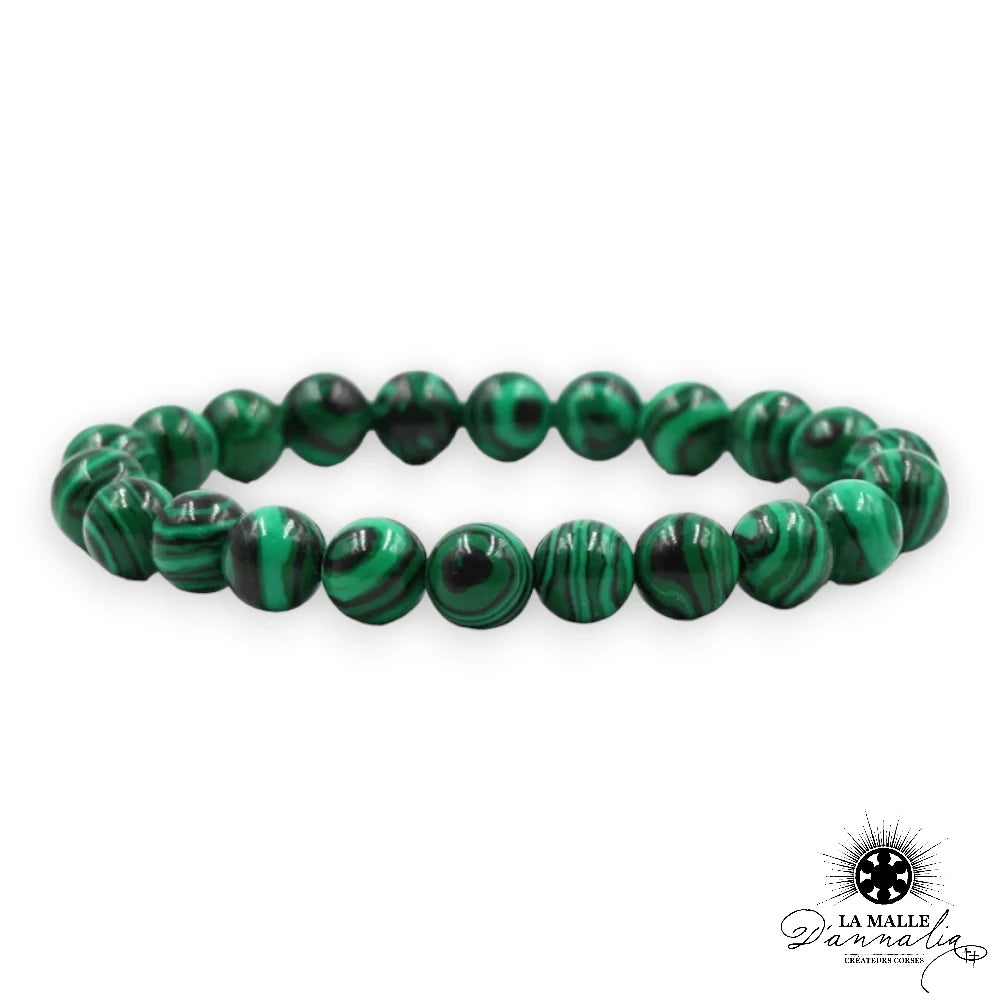 bracelet elastique pierre naturelle malachite lamalledannalia