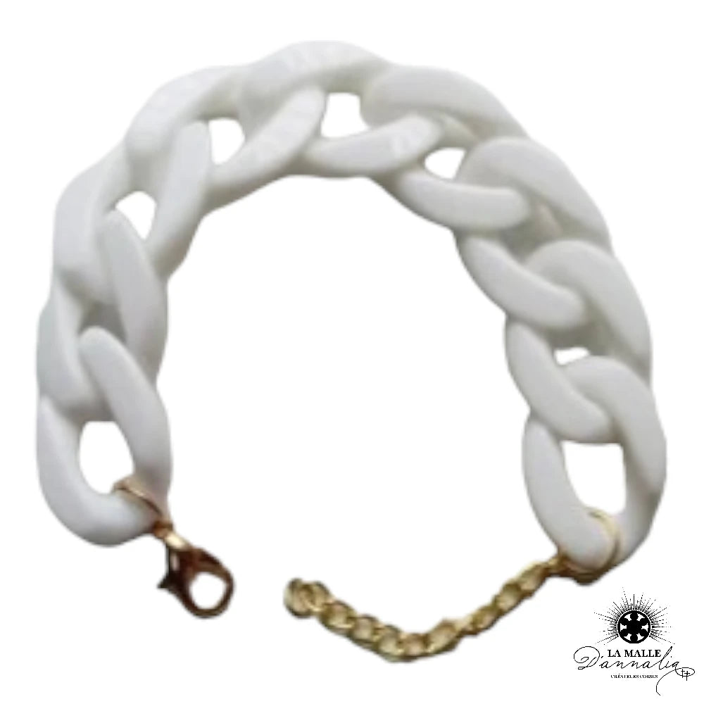 bracelet grosse maille raisine blanche lamalledannalia