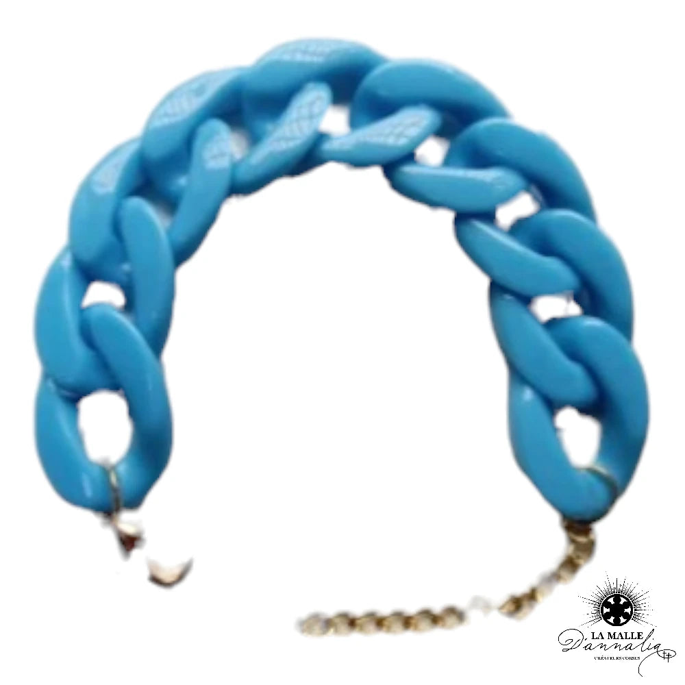 bracelet grosse maille raisine bleu lamalledannalia