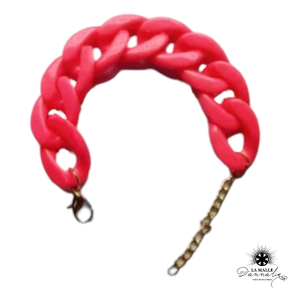 bracelet grosse maille raisine rose lamalledannalia