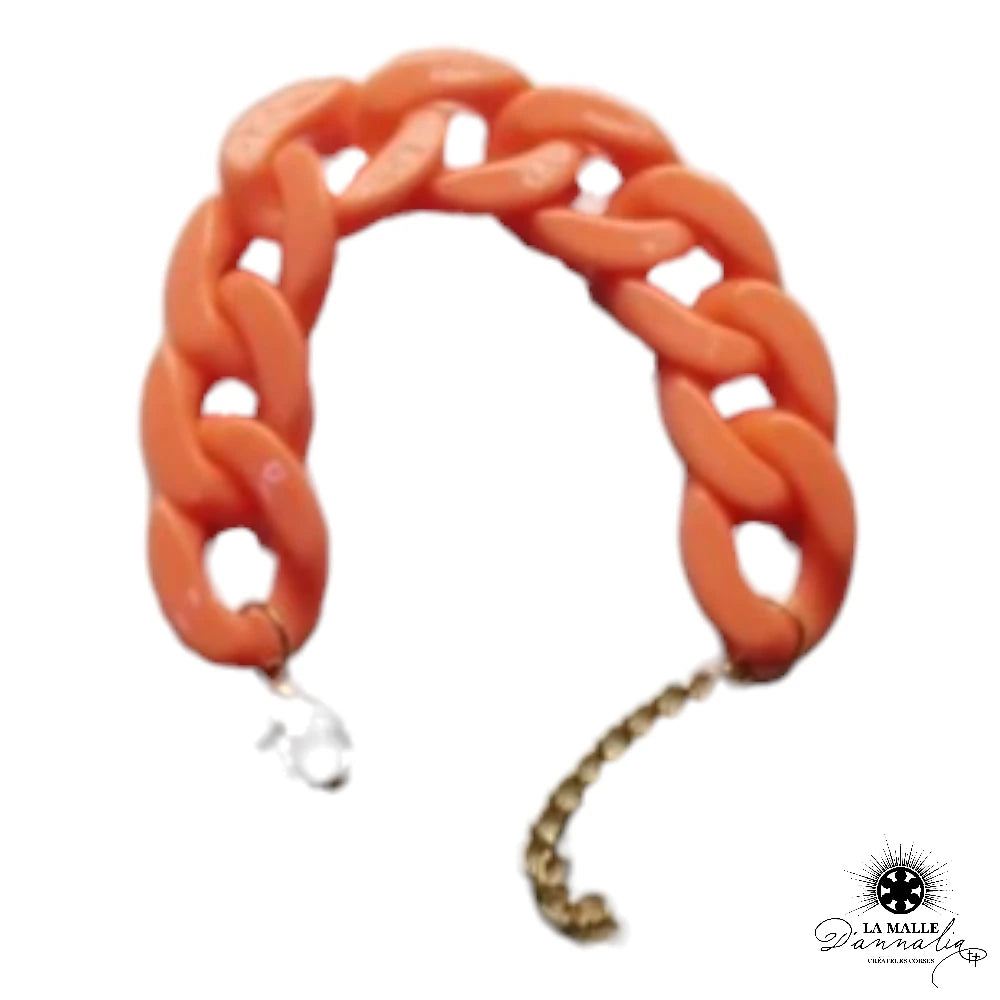 bracelet grosse maille raisine orange lamalledannalia