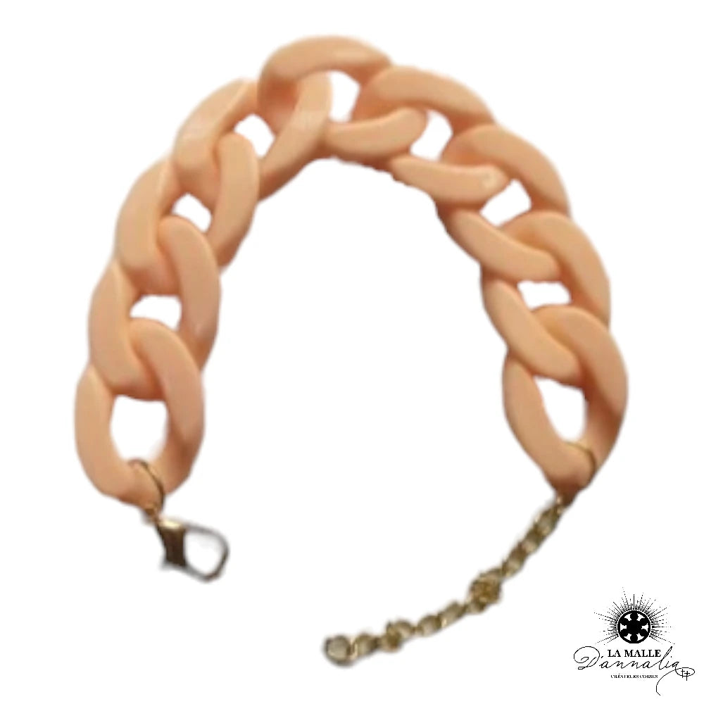 bracelet grosse maille raisine saumon,lamalledannalia