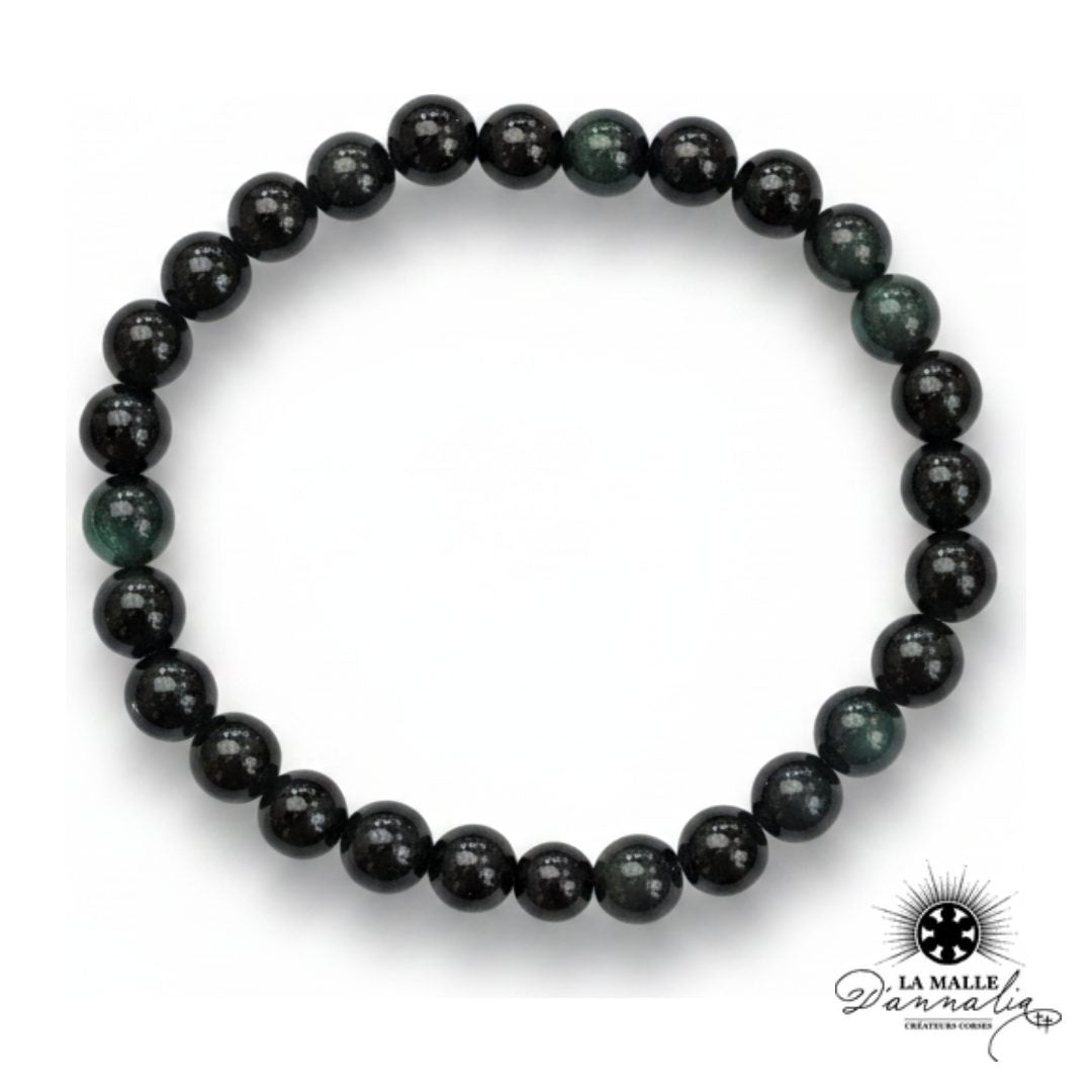 Bracelet  Obsidienne & Tourmaline Noire — Deux Pierres de Protection & d'Ancrage