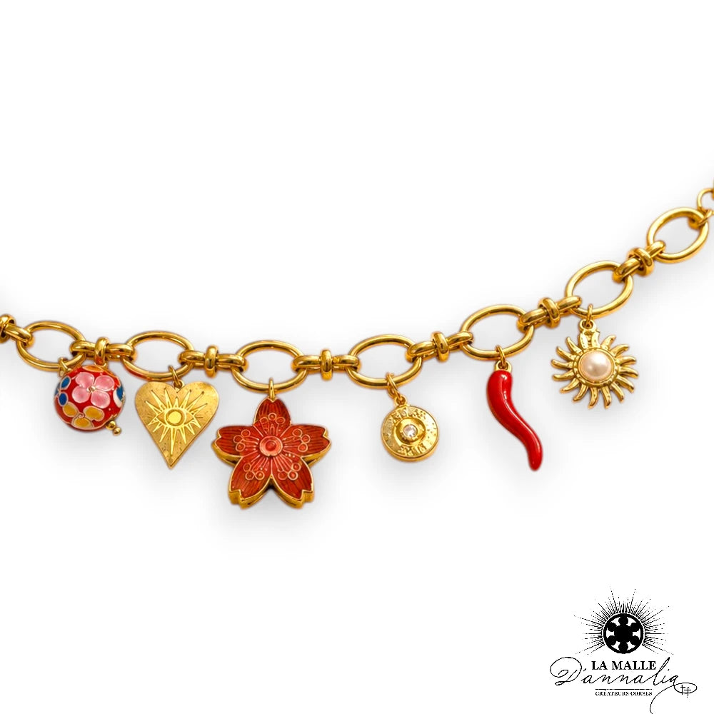 Bracelet Douille Rose Ex Voto — Bijou Symbolique Fait Main Corse